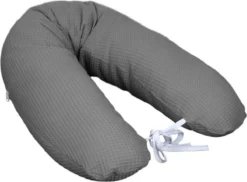 MamaLoes Amy Waffle Dark Grey Coussin D'allaitement, Housse Lavable, 100% Coton