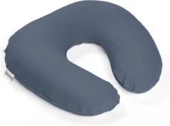 Doomoo Softy - Petit Coussin D'allaitement - Billes Ultra Fines Et Silencieuses - Coton Organique - 150 Cm - Tetra Jersey Blue