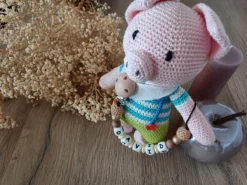 Chaîne De Tétine Avec Naam - Chaîne De Tétine Personnalisée - Cadeau De Douche De Bébé - Cadeau Personnalisé - Chaîne Pour Tétine - Marron Crème