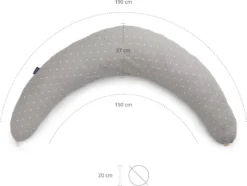 Lumaland Coussin D'allaitement Coussin De Grossesse Coussin De Couchage Latéral Avec Housse 100% Coton à Pois Gris / Blancs 190 X 150 X 37 X 20 Cm -Bébé Soldes Boutique 1200x903 2