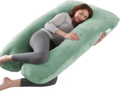 Oreiller De Maternité Litollo® XXL | Coussin Nutritionnel | Oreiller De Corps| Oreiller De Corps |280cm | Tissu Polaire Doux | Housse Détachable |Ergonomique | Vert Olive
