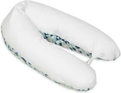 Coussin D'allaitement - Coussin De Grossesse - 100% Coton - Avec Cordons - 145 Cm - Triangles Bleus - Blanc -Bébé Soldes Boutique 1200x916 12