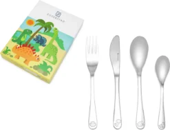 Zilverstad - Couverts Pour Enfants 4 Pièces Dino's En Acier Inoxydable 18/10