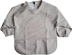 Bavoir - Tablier - Imperméable - Avec Manche - Tablier Enfant - Bavoir Avec Manches - Déperlant - Artisanat - Tablier Klieder - Avec Bidon - 12 à 36 Mois - Beige à Pois
