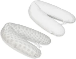 Coussin D'allaitement - Coussin De Grossesse - 100% Coton - Avec Cordons - 145 Cm - Losanges Gris – Blanc