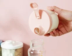 Sans Citron - Boîte Dosage Lait En Poudre Bébé - Boîte Conservation Alimentation - Bouchon Verseur - 4 Compartiments - Rose