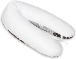 Coussin D'allaitement - Coussin De Grossesse - 100% Coton - Avec Cordons - 145 Cm - Feuille Marron/gris - Blanc -Bébé Soldes Boutique 1200x935 2