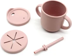 Neuf - Vaisselle En Silicone Pour Bébé - Antidérapante - Rose Clair - Cadeau De Maternité - Coffret Cadeau - Couverts Pour Enfants - Sans BPA -Bébé Soldes Boutique 1200x941 3