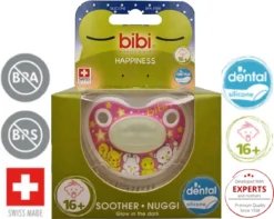 Bibi Happiness Sucette Glow In The Dark 16+ Mois - Bébé - 16+ - Sucette - Rose - Dental - Siliconen - Sucette - Sans BPA - Livraison Gratuite -Bébé Soldes Boutique 1200x959 1