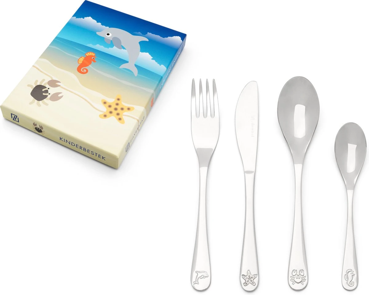 Zilverstad - Couverts Pour Enfants 4 Pièces Animaux Aquatiques Marins En Acier Inoxydable 1 Zilverstad - Couverts Pour Enfants 4 Pièces Animaux Aquatiques Marins En Acier Inoxydable