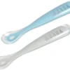BEABA Lot De 2 Cuilleres 1er âge Silicone Avec Boite De Transport Windy Blue Set