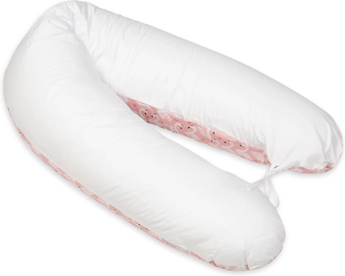 Coussin D'allaitement - Coussin De Grossesse - 100% Coton - Avec Cordons - 145 Cm - Cygnes - Blanc 3 Coussin D'allaitement - Coussin De Grossesse - 100% Coton - Avec Cordons - 145 Cm - Cygnes - Blanc – Image 3