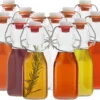 Bouteilles Hermétiques En Verres Avec Capuchon Pivotant (lot De 12) 100 Ml - Bouteilles De Conservation à Capuchon Transparent De Style Vintage Traditionnel Pour Le Brassage, Les Boissons, La Bières, L'huile, Le Vinaigre, Le Kombucha Et Water