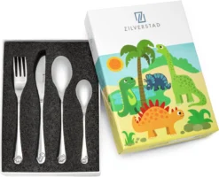Zilverstad - Couverts Pour Enfants 4 Pièces Dino's En Acier Inoxydable 18/10 14 Zilverstad - Couverts Pour Enfants 4 Pièces Dino's En Acier Inoxydable 18/10 -Bébé Soldes Boutique 1200x972 4