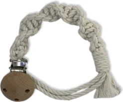 Attache Sucette Macramé ' Spiral' - Wit Cassé - Katoen - Macramé - Handgemaakt Aux Nederland - Livraison Gratuite