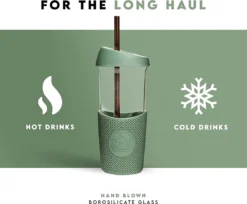 Gobelet à Smoothie Avec Paille En Métal, Gobelet En Verre Réutilisable Avec 2 Couvercles Avec Joint En Silicone Et 1 Manchon, Réutilisable, Recyclable Et étanche, 20 Oz -Bébé Soldes Boutique 1200x992 5