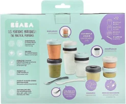 Beaba - 12 Pots De Conservation Super Mignons Et 2 Cuillères Pour Les Aliments Pour Bébé -Bébé Soldes Boutique 1200x993 1