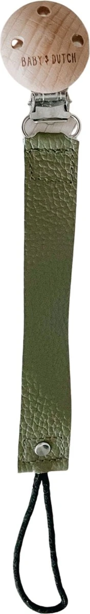 Baby Dutch - Attache-tétine - Attache Tétine - Cuir - Attache Tétine En Cuir - Vert Olive - Olive - Approuvé Et Donc Sûr ! - Attache Tétine Garçon - Attache Tétine Fille