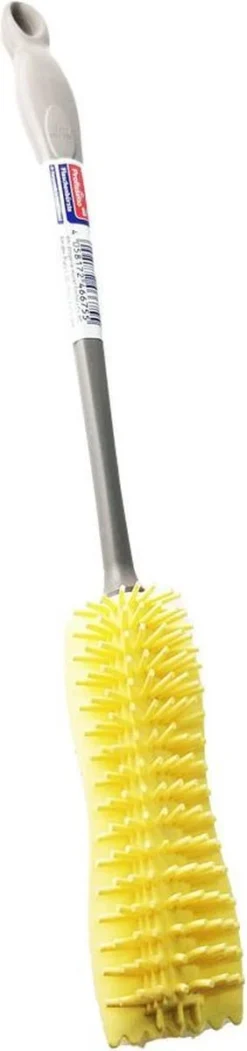 Brosse Bouteille Profissimo Caoutchouc Grijs/ Jaune - Caoutchouc Porte-bouteille - Nettoyant Bouteille - Brosse Vaisselle Bouteille - 35 Cm