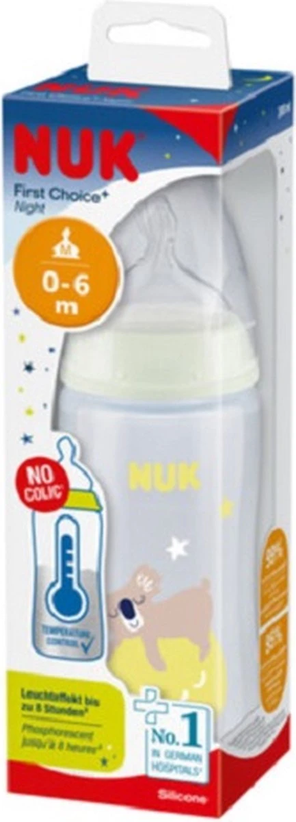 NUK First Choice+ | 0-6 Mois | Contrôle De La Température | Donne De La Lumière Dans L'obscurité | Tétine En Silicone | Système Anti-coliques | Sans BPA | 300 Ml | Koala (jaune) | 1 Pièce 0-6 Mois 5 NUK First Choice+ | 0-6 Mois | Contrôle De La Température | Donne De La Lumière Dans L'obscurité | Tétine En Silicone | Système Anti-coliques | Sans BPA | 300 Ml | Koala (jaune) | 1 Pièce 0-6 Mois – Image 5