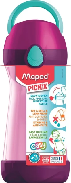 Maped 871416 Gourde 430 Ml Acrylonitrile-Butadiène-Styrène (ABS), Polypropylène (PP), Silicone Rose