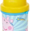 Flip Top Drinking Cup Gourde Peppa Pig Avec Paille Et Cordon Pratique 2 Go - Jaune / Blauw - Plastique - 400 Ml - Gourde - Gourde - Gourde