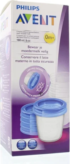 Philips Avent SCF619 05 Tasses De Conservation Pour Aliments Pour Bébés - 180 Ml - 5 Pièces -Bébé Soldes Boutique 515x1200