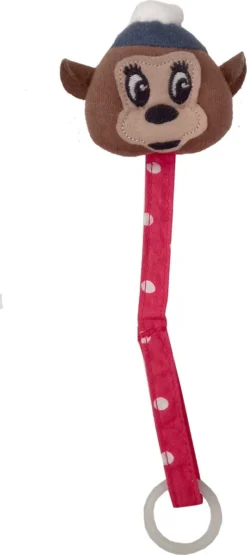 Franck Fischer - Attache Tétine - Attache Tétine - Cordon Pour Tétine - Longueur 22 Cm Ours - Marron Avec Rouge