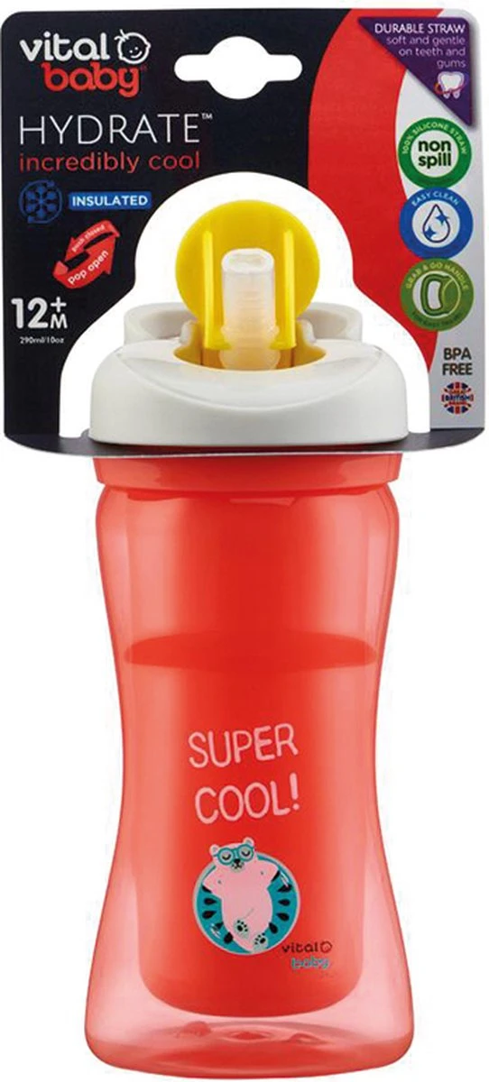 Vital Baby - Gobelet - Avec Bec En Forme De Roseau - Avec Couvercle Pratique - à Partir De 12 Mois - Sans Bpa - Rouge 2 Vital Baby - Gobelet - Avec Bec En Forme De Roseau - Avec Couvercle Pratique - à Partir De 12 Mois - Sans Bpa - Rouge – Image 2