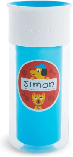 Tasse à Boire Isolée Munchkin Miracle 360 - Avec Autocollant De Personnalisation - Bleu -Bébé Soldes Boutique 564x1200