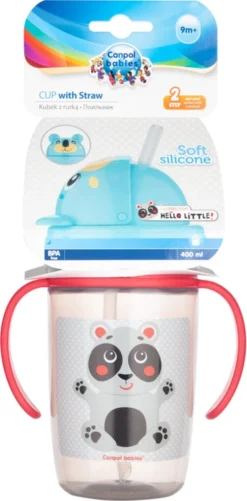 Canpol Babies HELLO LITTLE Gobelet Transparent Avec Tube En Silicone 400ml - Gris/rouge - 9 Mois+ 9+ Paniers -Bébé Soldes Boutique 592x1200