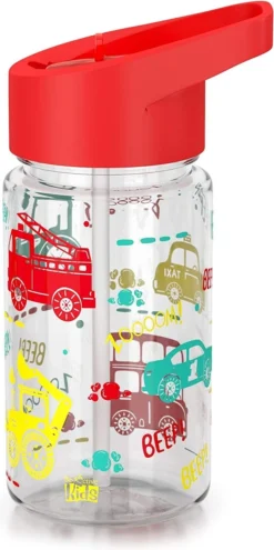 Be- Active Bouteille D'eau Pour Enfants Avec Paille, Sans BPA, Embout Pliable, 450 Ml, école, Filles, Garçons, Bouteilles De Sport (rouge) -Bébé Soldes Boutique 599x1200