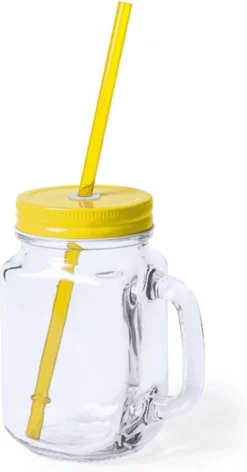 6x Pcs Verre Mason Jar Gobelets Avec Bouchon Et Paille 500 Ml - 2x Jaune / 2x Vert / 2x Rouge - Verrouillable / Ne Fuit Pas / Fruits Secoue -Bébé Soldes Boutique 628x1200 12