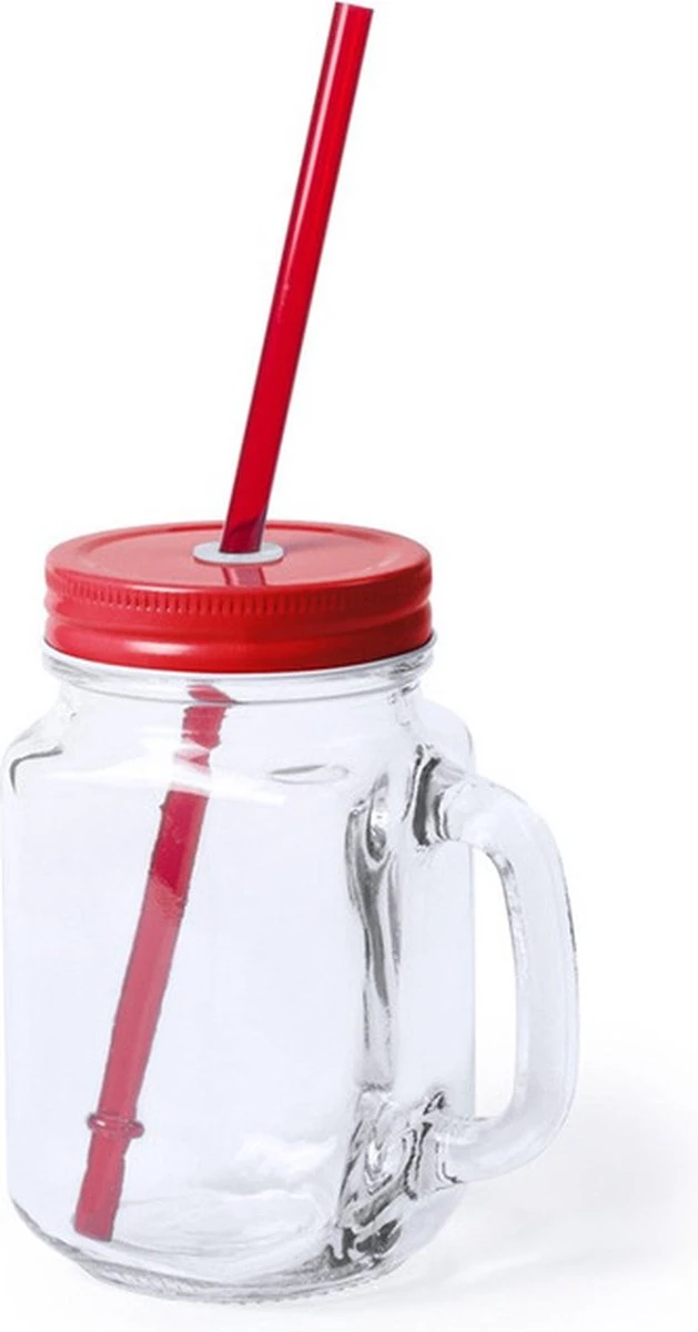 4x Gobelets En Verre Mason Jar Avec Bouchon Et Paille 500 Ml - 2x Jaune / 2x Rouge - Verrouillable / Pas De Fuite / Fruits Secoue 3 4x Gobelets En Verre Mason Jar Avec Bouchon Et Paille 500 Ml - 2x Jaune / 2x Rouge - Verrouillable / Pas De Fuite / Fruits Secoue – Image 3