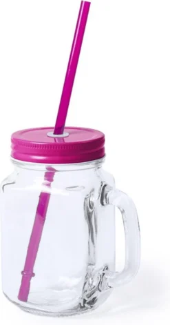 8x Pcs Verres Mason Jar Tasses à Boire Bouchon Rose Et Paille 500 Ml - Scellable / Non-fuite / Fruits Secoue -Bébé Soldes Boutique 629x1200 29