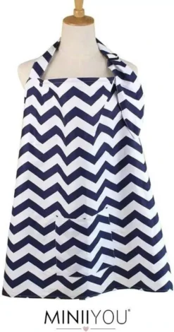 MINIIYOU® | Couverture D'allaitement Rayures Bleu Foncé | Short D'allaitement | Tissu écran Pendant L'alimentation | Bébé Et Maman | Comprend Un Petit Sac De Rangement