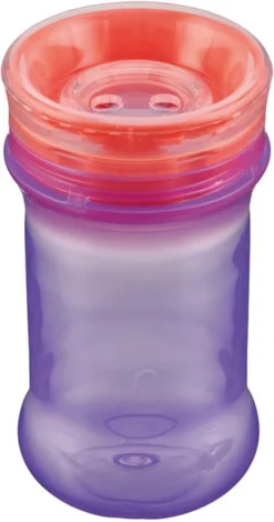 Vital Baby - Gobelet - Gobelet D'exercice - 360 Degrés - Pas De Fuites Ni De Déversements - Rebord En Silicone - Sans BPA - Violet Avec Rose