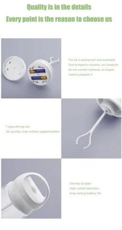 Shaker Protéine Électrique Bouteille Tritan - Mélangeur Portable Spirale Tasse Pré-entrainement Rechargeable Shaker -Bébé Soldes Boutique 636x1200 1