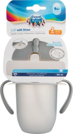 Mug Canpol Babies MATTE PASTELS Avec Tube Silicone Pliable 210ml- Gris- 210 Ml 9+ Paniers -Bébé Soldes Boutique 657x1200