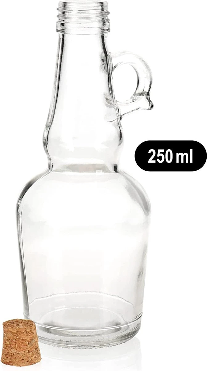 COM-FOUR® 2x Carafe En Verre - Support En Verre Pour Vinaigre Et Huile - Bouteilles à Remplir Avec Bouchon En Liège - Bouteille En Verre (2 Pièces - 250ml) 3 COM-FOUR® 2x Carafe En Verre - Support En Verre Pour Vinaigre Et Huile - Bouteilles à Remplir Avec Bouchon En Liège - Bouteille En Verre (2 Pièces - 250ml) – Image 3