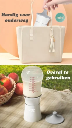 Chauffe-biberon D-essentials - Chauffe- Bébé Portable Pour Les Bébé En Route - Wit - 4 Adaptateurs - Convient Pour Dr. Brown's, AVENT, MADELA, NUK -Bébé Soldes Boutique 676x1200