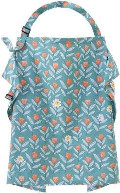 MINIIYOU® | Chiffon D'allaitement Vert | Short D'allaitement | Tissu écran Pendant L'alimentation | Imprimé Floral Vert | Bébé Et Maman | Comprend Un Petit Sac De Rangement