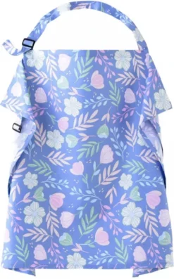 IL BAMBINI - Tissu D'allaitement - Tissu D'allaitement - Tissu Pour Protéger L'allaitement - Fleurs Pastel Blauw