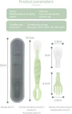 Fourchette & Cuillère Multifonctions - Couverts Bébé Et Enfant - Couverts D'entraînement - Vert -Bébé Soldes Boutique 763x1200 13