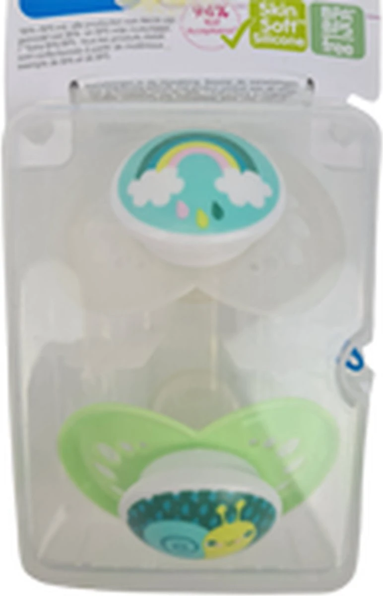 MAM Original Rainbow / Snail - Tétines - Transparentes / Vertes - Silicone - Sans BPA - 6+ Mois - Set De 2 1 MAM Original Rainbow / Snail - Tétines - Transparentes / Vertes - Silicone - Sans BPA - 6+ Mois - Set De 2
