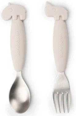 Set Cuillère Et Fourchette Easy-Grip Done By Deer Deer Friends Sable