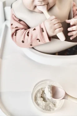 Bébé Et Bambin Siliconen - Couverts D'entraînement Flexibles - Fourchette Et Cuillère - Service Bébé - Offre Verte, Rose Ou Combi