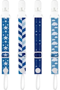 Attache-tétine Garçon - Zinaps Pack De 4 Tétines Bébé, Garçons, Ceinture Tétine Avec Attache, Longueur Réglable, Universel Sans Naam, Bleu (wk 02129)
