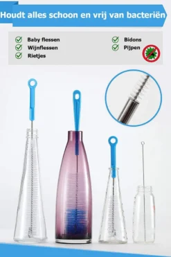 Donkersstuff - Brosse Pour Bouteille - Brosse De Nettoyage - Nettoyant Pour Bouteille - 5 Pièces - Sans Rayures Et Sans BPA - Convient à Toutes Les Surfaces -Bébé Soldes Boutique 800x1200 3