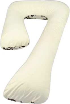 Oreiller De Couchage Latéral - 235 Cm - 100% Coton - Crème Et Crème Avec Feuilles -Bébé Soldes Boutique 811x1200 1